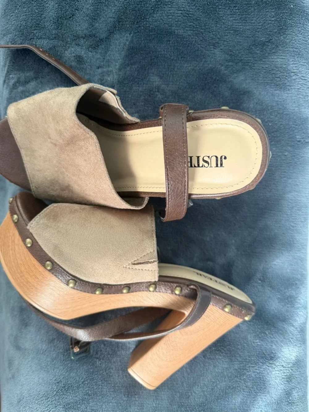 Women’s Taupe Suede Platform Clog Heels - Brand - Picture 2 of 2